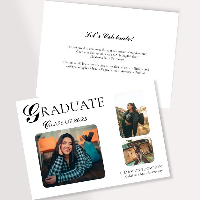Invitación Elegante 3 Graduación de fotos (Subido por el creador)