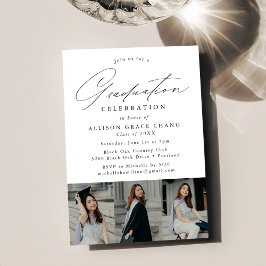 Invitación Elegante 3 Photo Graduation Party