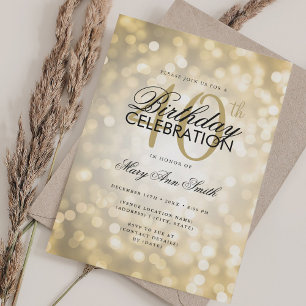 Invitación Elegante 40.º Día Glam Luces Luminosas Luminosas L