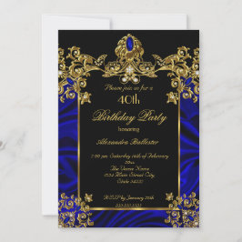 Invitación Elegante 40.º Fiesta de cumpleaños Silk Royal Blue