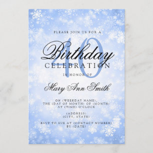 Invitación Elegante 40° cumpleaños Blue Winter Wonderland