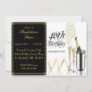 Invitación Elegante 40° cumpleaños de fiesta