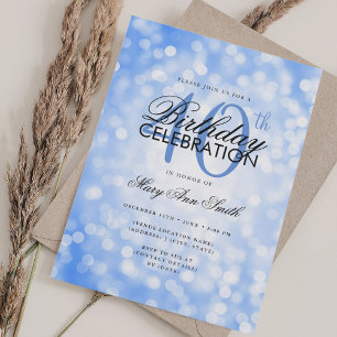 Invitación Elegante 40 cumpleaños Glam Navy luz azul de veran