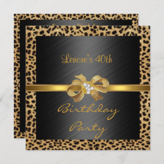 Invitación Elegante 40 cumpleaños Leopard Gold