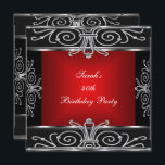 Invitación Elegante 40 cumpleaños Red Black Silver Art Deco<br><div class="desc">Elegante 40 cumpleaños Red Black Silver Art Deco . Elegante y elegante en todas las ocasiones sólo cambia la edad. Plantilla de invitaciones de cumpleaños de fiesta</div>