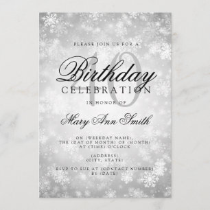 Invitación Elegante 40 cumpleaños Silver Winter Wonderland