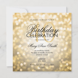 Invitación Elegante 40° Fiesta de cumpleaños Purpurina de oro
