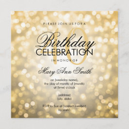 Invitación Elegante 40° Fiesta de cumpleaños Purpurina de oro