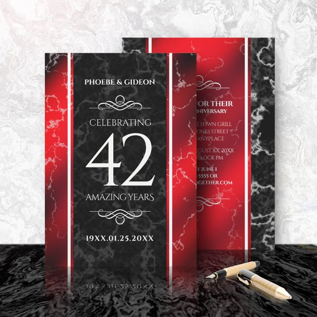 Invitación Elegante 42° Aniversario del Boda Jasper (Subido por el creador)