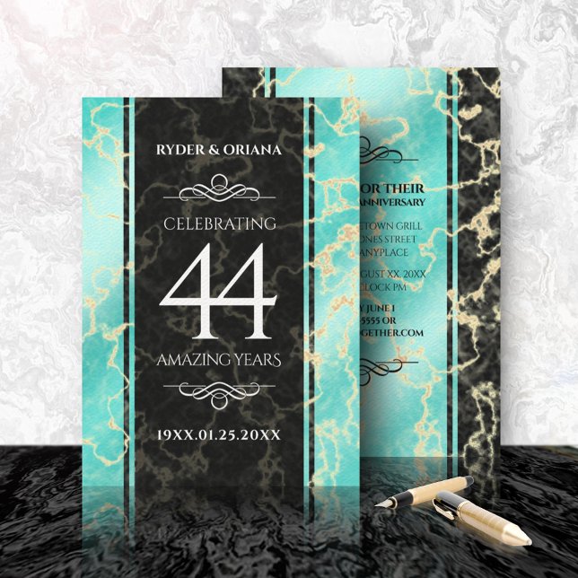 Invitación Elegante 44° Aniversario Boda Turquesa (Subido por el creador)
