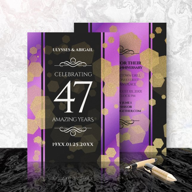 Invitación Elegante 47° Aniversario del Boda Ametista (Subido por el creador)