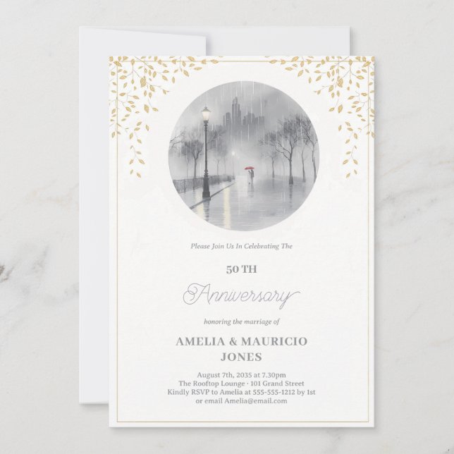 Invitación Elegante 50º Aniversario de Boda (Anverso)