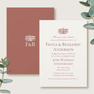 Invitación Elegante 50º Aniversario de Boda Terracota Formal