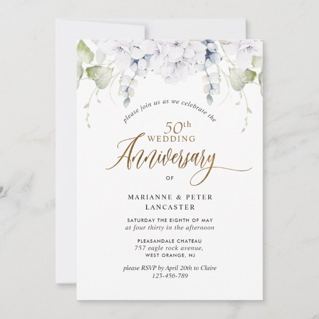 Invitación Elegante 50º (o otro) aniversario de bodas (Anverso)