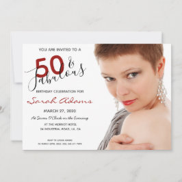 Invitación Elegante 50.ª Fabulosa Foto De Cumpleaños Guión Ro
