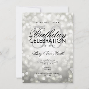 Invitación Elegante 50.ª fiesta de cumpleaños Purpurina Plata