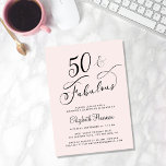 Invitación Elegante 50.ª Fiesta de Cumpleaños Rosa<br><div class="desc">Sencilla,  elegante y de moda rosa 50 cumpleaños invitación a la fiesta con "50 & Fabulous" en caligrafía elegante. Añade su nombre y los detalles del fiesta.</div>