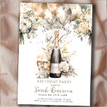 Invitación Elegante 50.ª fiesta de cumpleaños sorpresa<br><div class="desc">Elegante invitación a la fiesta de cumpleaños número 50,  con globos acuáticos,  rosa oscuro,  flor crema y una dispersión de confetti de oro falso. Personalizar de cualquier edad.</div>