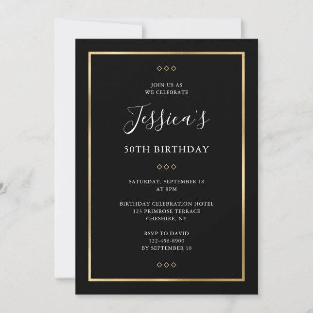 Invitación Elegante 50.ª Fiesta de los 50 Años del Oro Negro (Anverso)