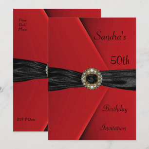 Invitación Elegante 50.ª Joya De Terciopelo Rojo