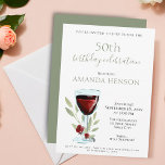 Invitación Elegante 50.º Fiesta de Sorpresa de Vino Rojo<br><div class="desc">Elegante 50 cumpleaños Invitación a la fiesta de cumpleaños de sorpresa de vino rojo. 50.ª invitación para la fiesta de cumpleaños. Invitación con una copa de vino tinto, rosas y ramas sobre un fondo blanco. El texto es totalmente personalizable - personalizarlo con tu nombre, cualquier edad - 30.º 40.º 60.º...</div>