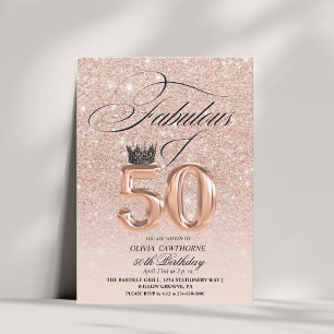 Invitación Elegante 50.º y fabuloso Rosa de cumpleaños Foto d