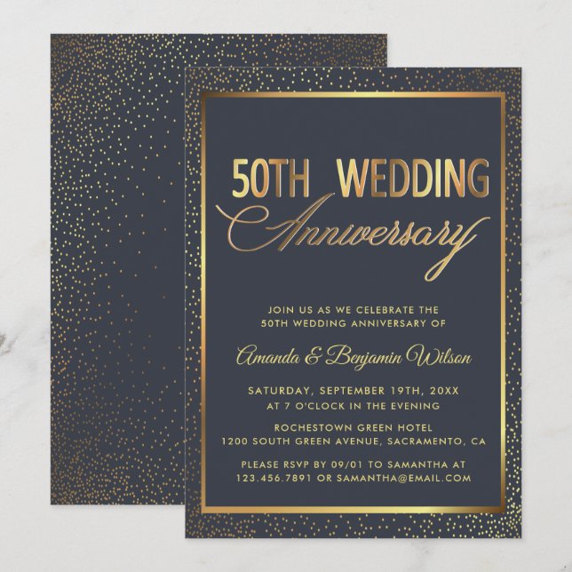 Invitación Elegante 50° Aniversario Boda (Anverso / Reverso)