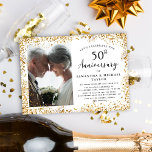 Invitación Elegante 50° Aniversario Boda<br><div class="desc">Esta invitación al 50° Aniversario del Boda es perfecta para cualquier pareja casada que quiera brindar por un fabuloso oro de 50 años juntos! El diseño presenta un borde purpurina glamourousgolden y una elegante tipografía escrita a mano. Carga fácilmente tu propia foto y edita todos los detalles usando la plantilla...</div>