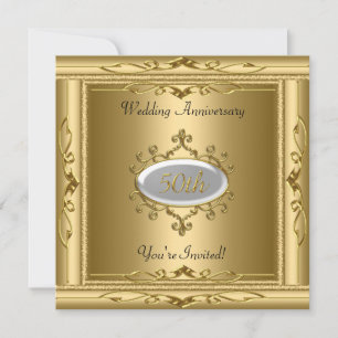 Invitación Elegante 50° Aniversario Boda Blanco de Oro