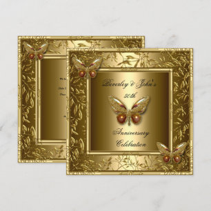 Invitación Elegante 50° aniversario Boda Mariposa de Oro