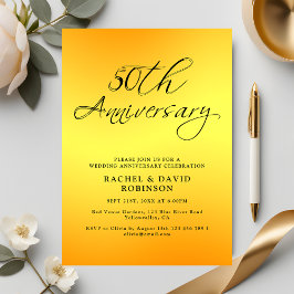 Invitación Elegante 50 aniversario Boda negro y oro