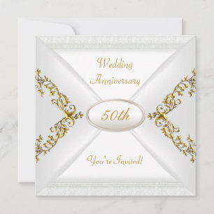 Invitación Elegante 50° Aniversario Boda Oro Blanco