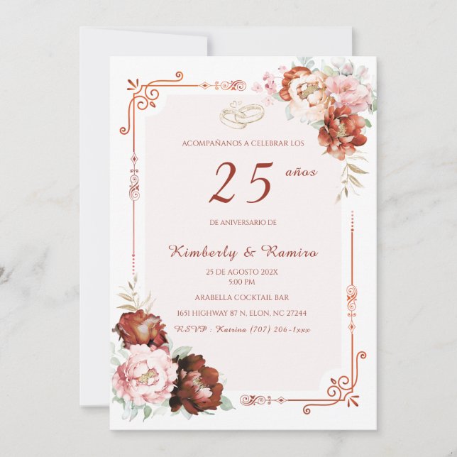 Invitación Elegante 50 aniversario de Boda (Anverso)