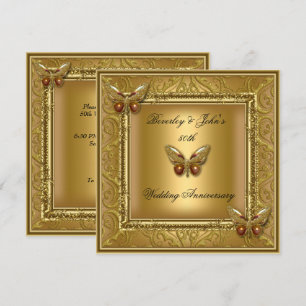 Invitación Elegante 50 Aniversario de Boda Damasco Dorado