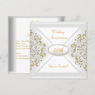 Invitación Elegante 50 Aniversario de Boda Oro Blanco