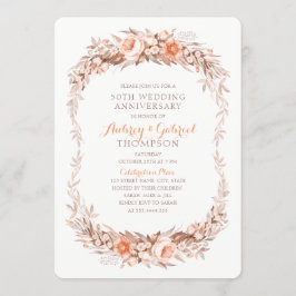Invitación Elegante 50 Aniversario de Bodas Floral Otoño