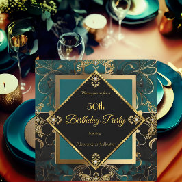 Invitación Elegante 50 aniversario de fiesta de cumpleaños ja