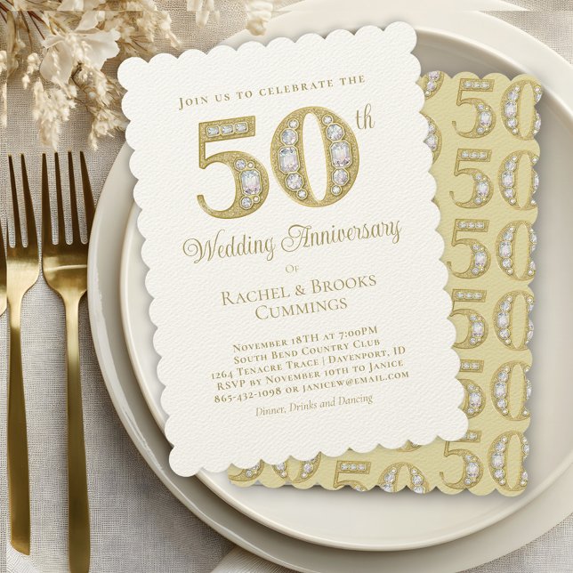 Invitación Elegante 50° Aniversario del Boda del Oro (Subido por el creador)