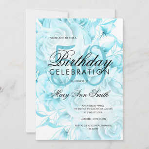 Invitación Elegante 50 aniversario fiesta floral blanco Verde