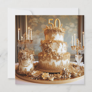 INVITACIÓN ELEGANTE 50 BODAS CAKE ANIVERSARIO