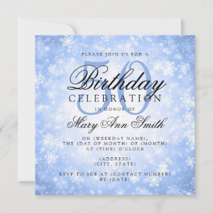 Invitación Elegante 50° cumpleaños Blue Winter Wonderland