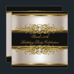 Invitación Elegante 50 cumpleaños crema de oro negro<br><div class="desc">Elegante Jewel Ornate Jewel de oro negro crema rica en crema blanca de 50 años. Elegante Classy Todo Ocasión Fiesta invitaciones a plantilla</div>