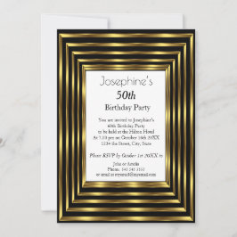 Invitación Elegante 50 cumpleaños fiesta de oro blanco negro