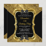 Invitación Elegante 50 cumpleaños fiesta de oro negro dorado<br><div class="desc">Elegante 50 cumpleaños Fiesta de oro Negro dorado. Ornate Floral Black Bows</div>