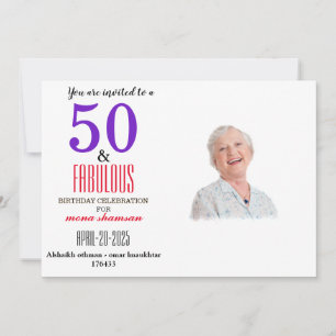 Invitación Elegante 50 & Fabuloso Cumpleaños