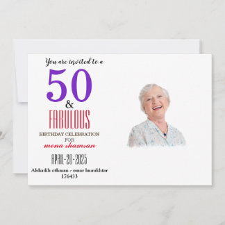 Invitación Elegante 50 & Fabuloso Cumpleaños