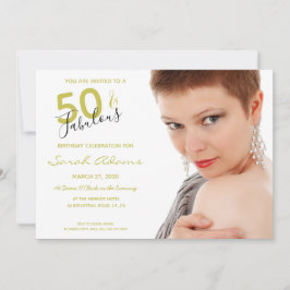 Invitación Elegante 50 y Fab Gold Black 50th Birthday Photo