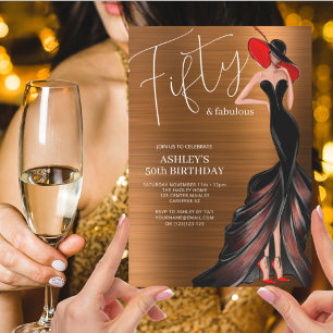 Invitación Elegante 50 y fabuloso cumpleaños 50