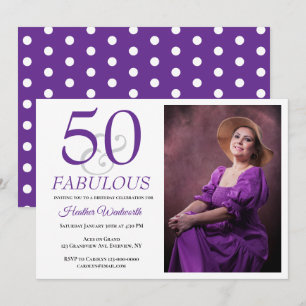 Invitación Elegante 50 y Fabuloso Cumpleaños 50 Foto