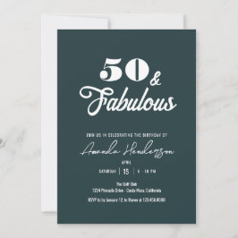 Invitación Elegante 50 y fabuloso cumpleaños de mujeres